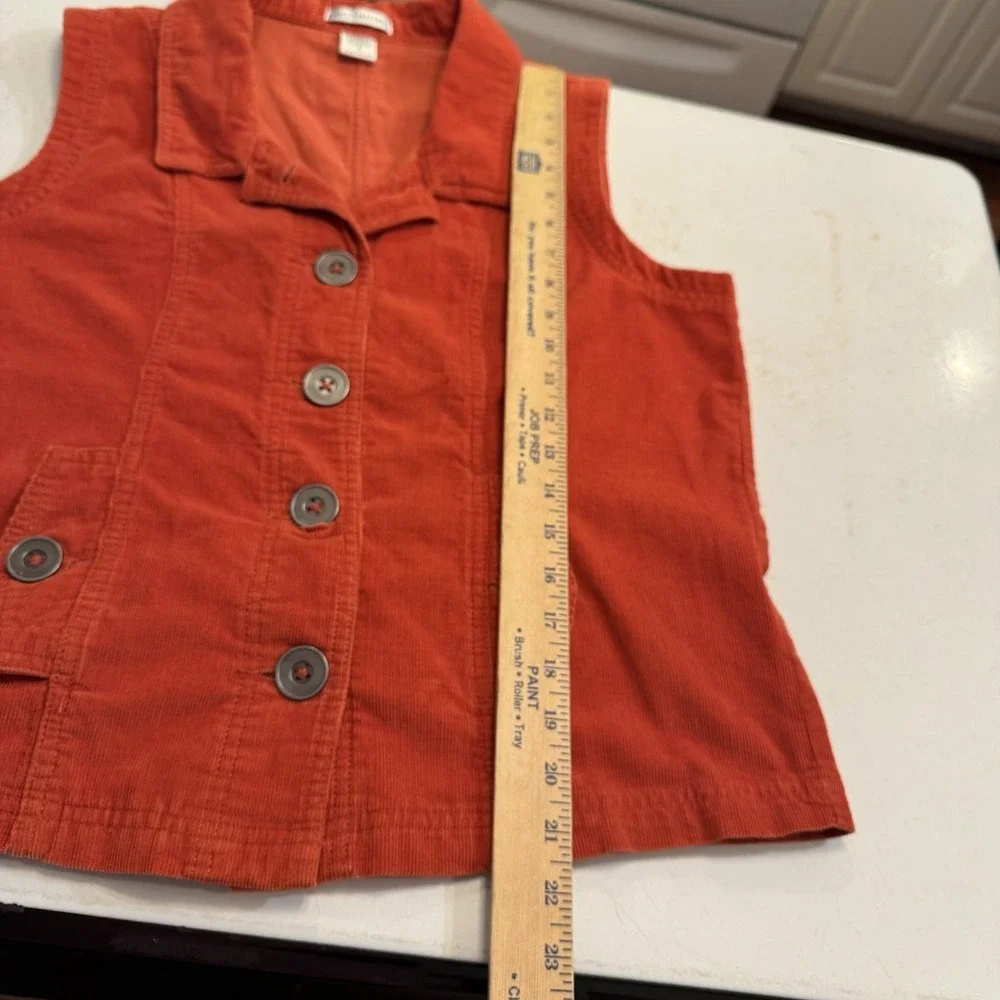 Rebecca‎ Malone Vest Women Size S Orange 100% Cotton Corduroy Button Up